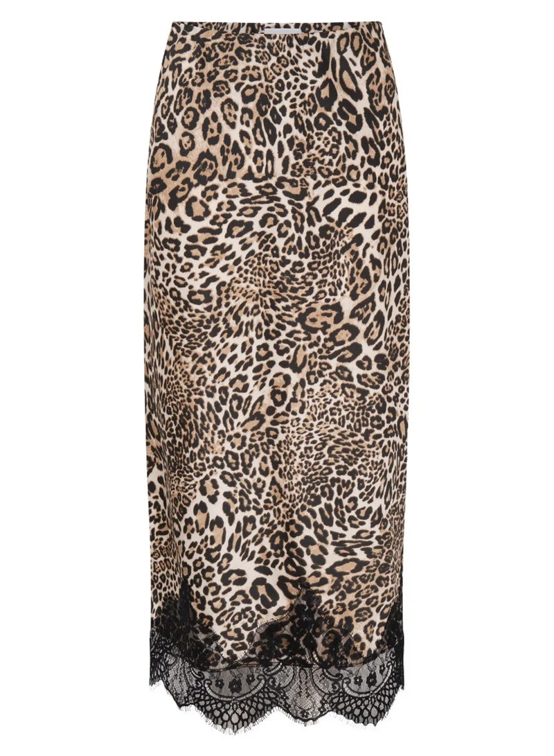 Needs No Label  Leopard Satin Lace Mix Skirt for Women | Best Price UAE
