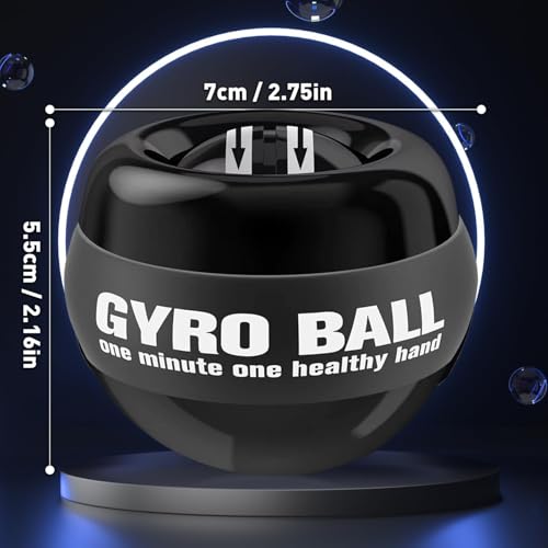 The Autostory Auto-Start Gyro Wrist Strengthener Ball for Grip, Forearm, Wrist & Finger Exercise, Hand Therapy, Injury Recovery, Fitness Training & Muscle Building (Bag, No Lights, Full Black) - Image 2
