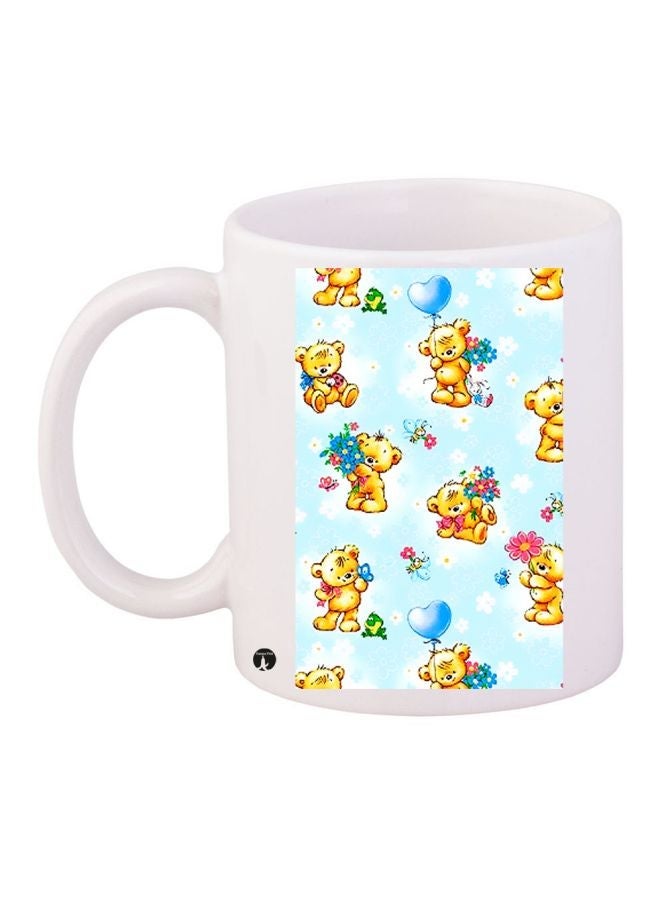 RYN Cartoon Printed Coffee Mug White/Blue/Yellow 11ounce