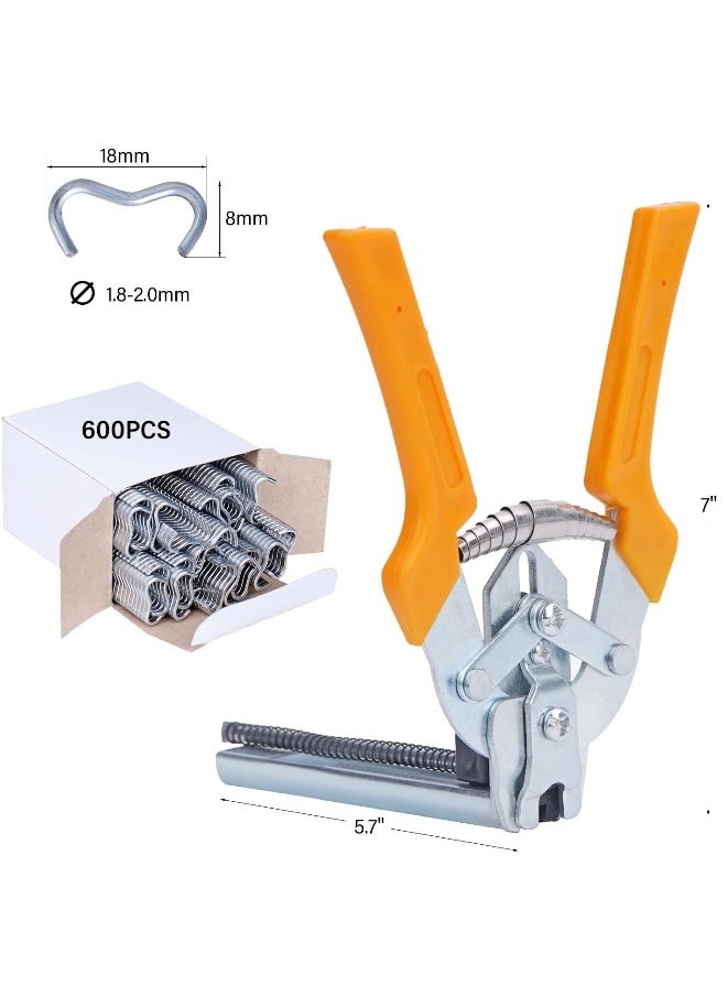 Generic - Type M Nail Ring Pliers with 1800pcs M Clips, Hog M Nail Ring Pliers Kit, for Fencing Rabbit Chicken Wire Fence Clips Clamps Hog Pliers Kit Animal Cages for Installation Fence Fastening - Image 1