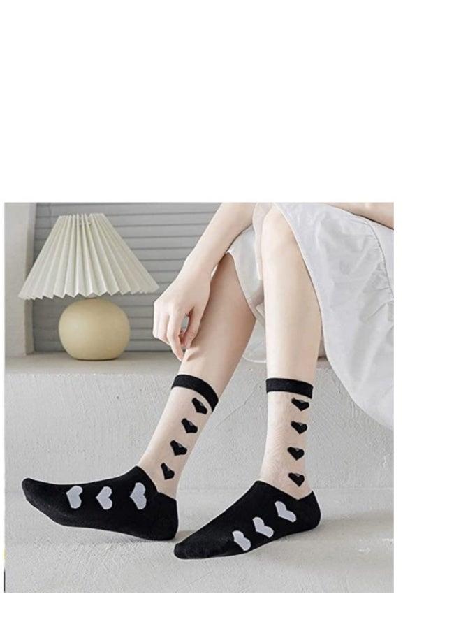 Womens Sheer Socks, Summer Transparent Thin Mesh Lace Elastic Socks Crystal Glass Silk Sheer Short Stockings Socks, Lightweight Breathable Ventilation Ankle Socks (3Pairs) - Image 3