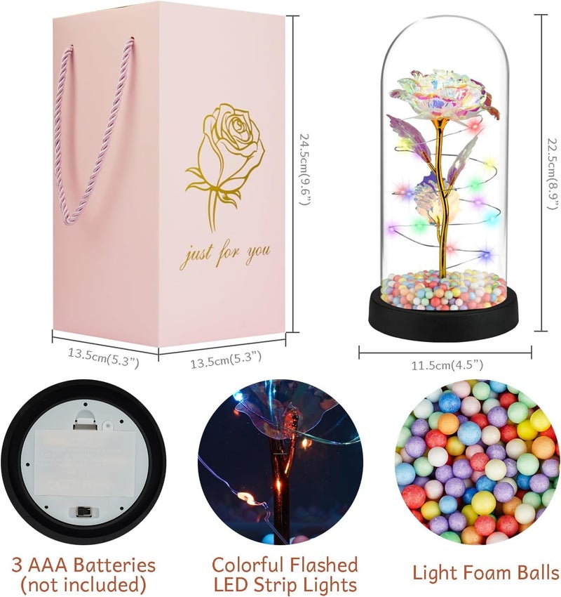 FWQPRA Rose Mothers Day Flower Dome for Mom from Daughter Son, Birthday for Women Grandma Wife Girlfriend Sister, Womens Gifts for Teacher,Anniversary Christmas (Rose Flower with Beans) - Image 2