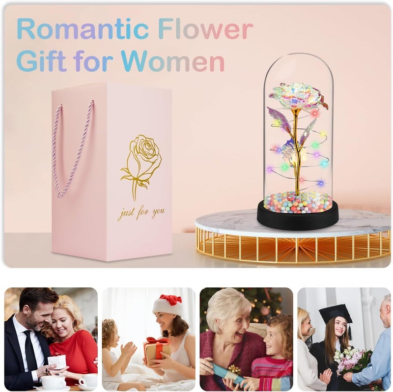 FWQPRA Rose Mothers Day Flower Dome for Mom from Daughter Son, Birthday for Women Grandma Wife Girlfriend Sister, Womens Gifts for Teacher,Anniversary Christmas (Rose Flower with Beans) - Image 3