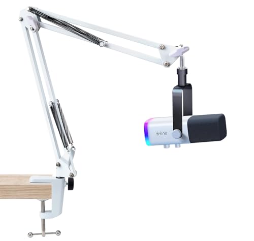SUNMON White Boom Arm for Fifine AM8 - Mic Arm Compatible With Fifine Microphone, 3/8" to 5/8" Screw Adapter Clip, Desk Clamp Included - Image 1