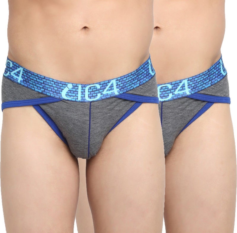 IC4 Store Men's Tanga Briefs Combo Pack of 2 - Blue and Charcoal - Image 1