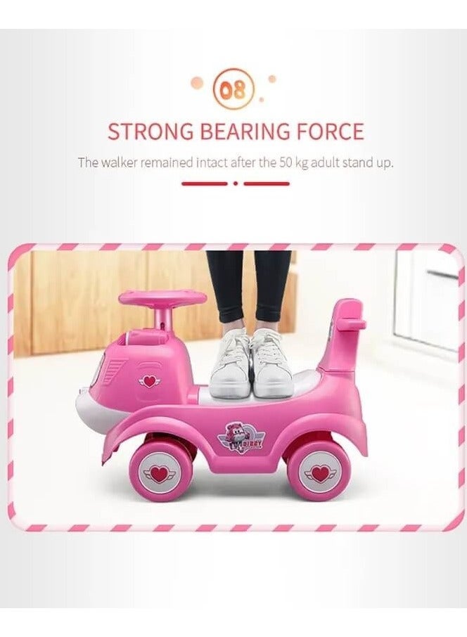 Fengda Musical Ride-On Push Car for Toddlers with Multifunction Steering Wheel Pink - Image 4