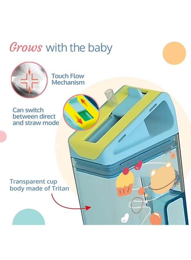 Luvlap Aqua Baby Sipper (Blue), 240ml, Touch Flow Mechanism, Leak-Proof Design, Dual-Purpose Lid, Transparent Body, Food-Grade Silicone Straw, Drop Resistant. Monitor Liquid Intake, Stain & Odor Proof - Image 4