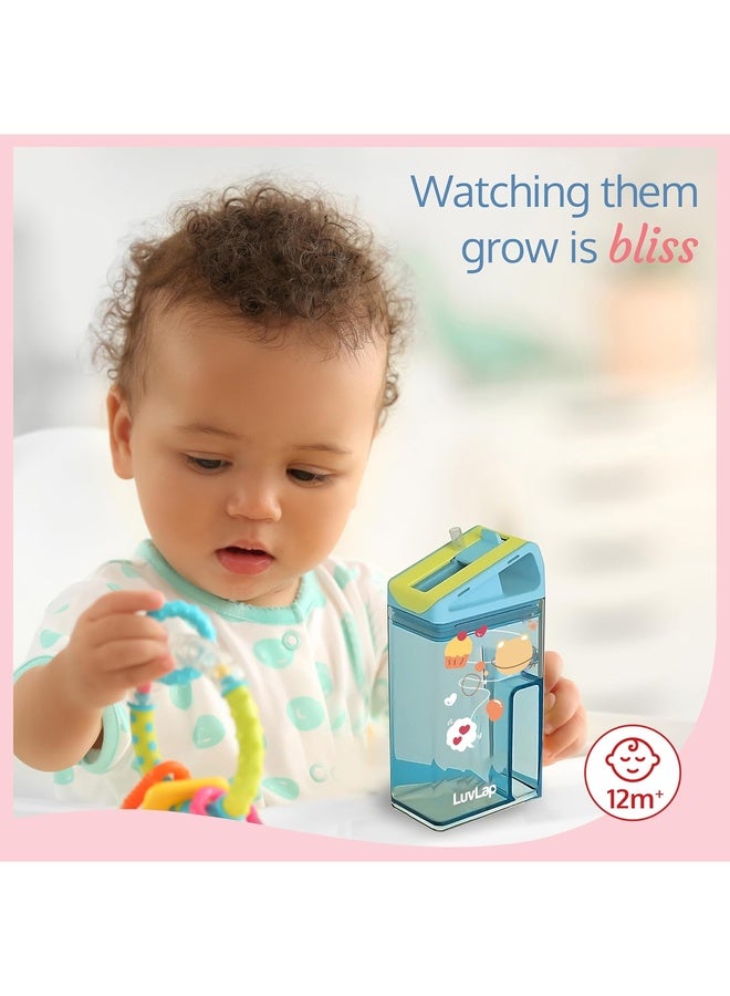 Luvlap Aqua Baby Sipper (Blue), 240ml, Touch Flow Mechanism, Leak-Proof Design, Dual-Purpose Lid, Transparent Body, Food-Grade Silicone Straw, Drop Resistant. Monitor Liquid Intake, Stain & Odor Proof - Image 3