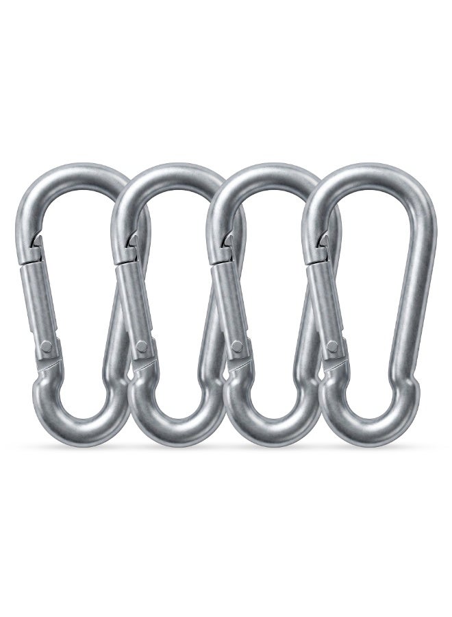 Duravel 4Pcs 1.9 Inches Galvanized Steel Carabiner Clips, Silver, Spring Snap Hook for Dog Leash, Hammock, Aerial Yoga,Gym Pulldown Attachment, Exercise Machine, Heavy Duty - Image 1