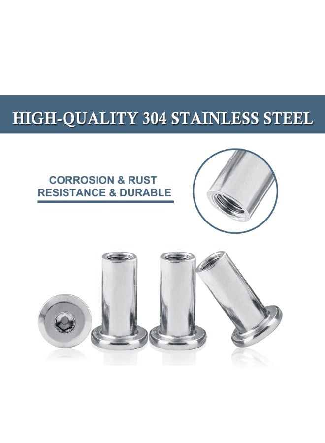 SUNSAR 15 Pcs M6 x 20mm Binding Post Screws, Socket Cap Furniture Bolts Insert Nuts Rivet Countersunk Hex Nuts for Furniture Beds Nickel Plated - Image 3