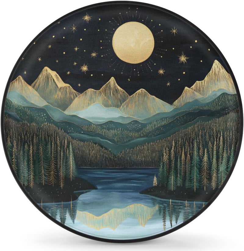cfpolar Spare Tire Cover for RV Trailer,Mountains Moon Nature Waterproof Sun Leather Wheel Cover,Camper Spare Tire Covers Fit for Jeep Travel Trailer SUV Truck Accessories (17 in for Diameter 31” - 33”),F-2 - Image 1