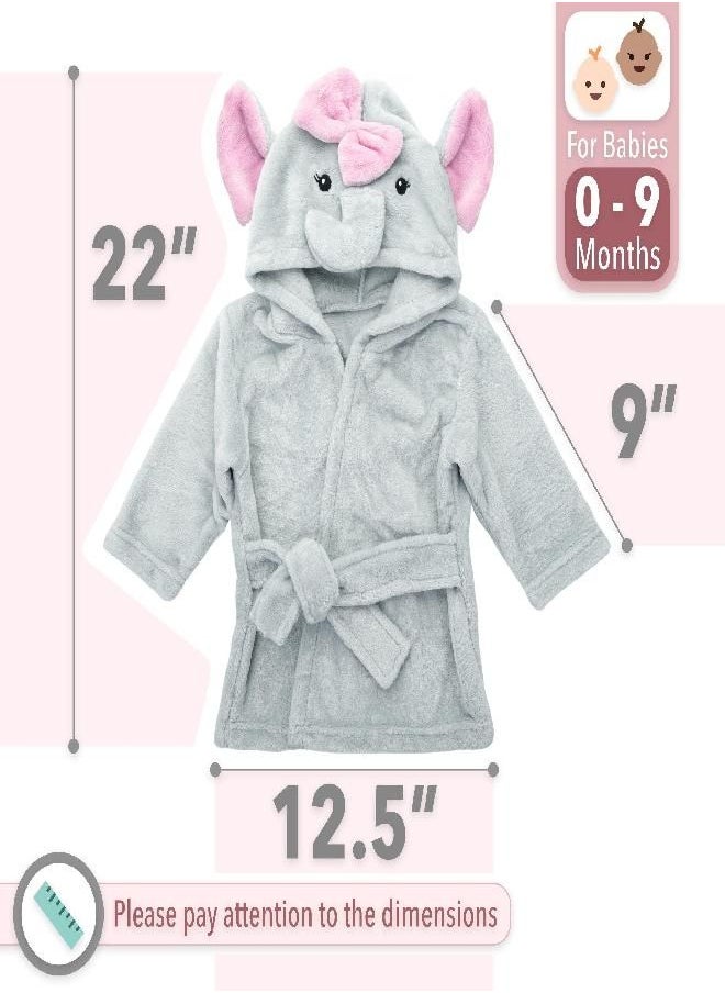 Mr. Pen - Mr. Pen- Baby Animal Face Robe, Unisex, 0-9 Month, Plush Baby Robe, Animal Face Robe, Baby Bathrobe, Elephant Bathrobe Baby, Baby Bath Robe, Hooded Baby Towels, Baby Robes, Baby Bath Towel - Image 1