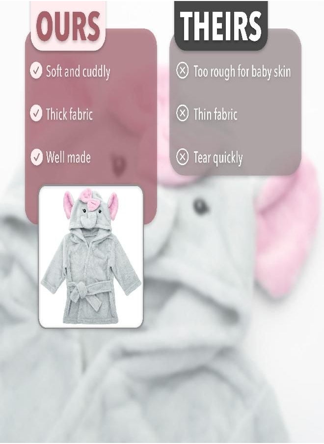 Mr. Pen - Mr. Pen- Baby Animal Face Robe, Unisex, 0-9 Month, Plush Baby Robe, Animal Face Robe, Baby Bathrobe, Elephant Bathrobe Baby, Baby Bath Robe, Hooded Baby Towels, Baby Robes, Baby Bath Towel - Image 1