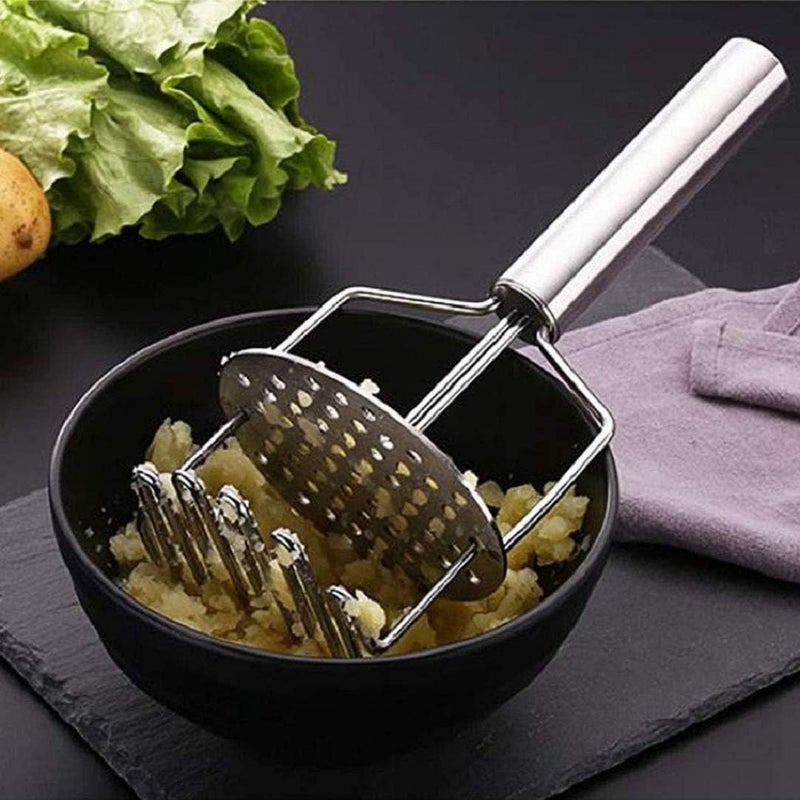 BIRZAR Stainless Steel Potato Masher 2Layer Potato Masher Builtin Strong Spring and NonSlip Handle Suitable for Cooked Fruits Vegetables and Baby Food Pack of 1 Silver - Image 5