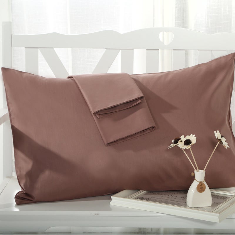 Cotton Pillowcase Simple Solid Color Single Curry