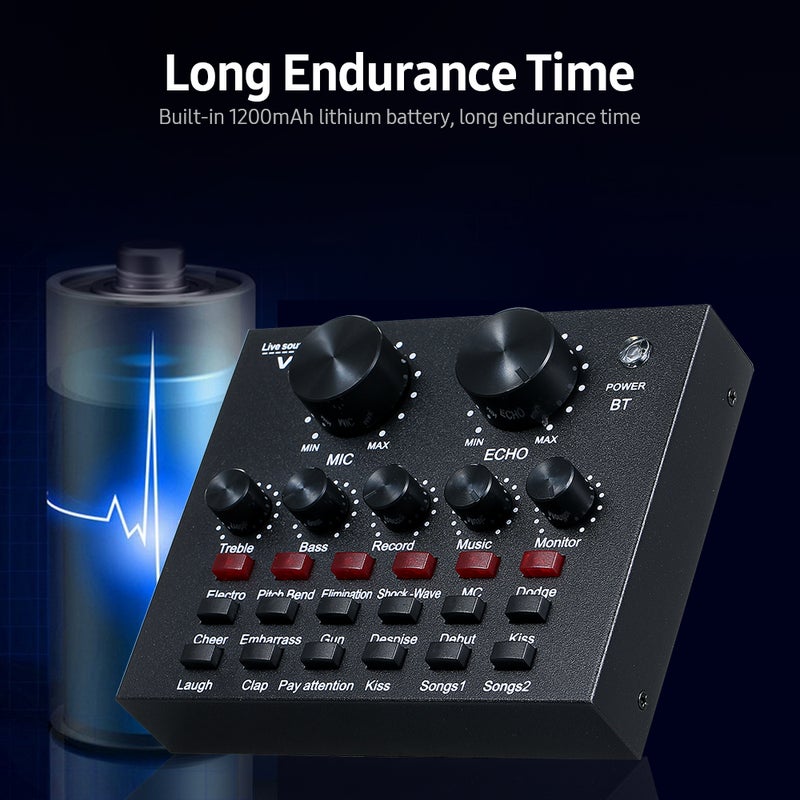 V8 Multifunctional External Sound Card 6 Sound Modes 12 Sound Effects for Online Singing Chatting Live Video Music Recording - Image 4