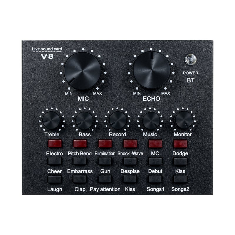 V8 Multifunctional External Sound Card 6 Sound Modes 12 Sound Effects for Online Singing Chatting Live Video Music Recording - Image 1
