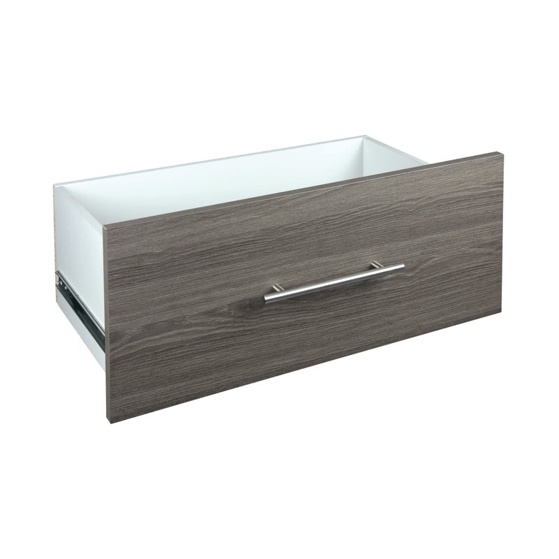 ClosetMaid ClosetMaid SuiteSymphony Wood Closet Drawer Add On Accessory Modern Style for Storage Closet Clothes 25 x 10 Size for 25 in Units Graphite GreySatin Nickel 