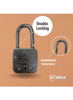 KI SHIELD KI SHIELD Square PAD Lock 70MM ATOOT Square Pad Lock Double Locking Hardened Shackle Corrosion Resistant 10 Levers 3 Keys Riveted Extra Strong Body Durable Long Life Pack of 2  - Image 4