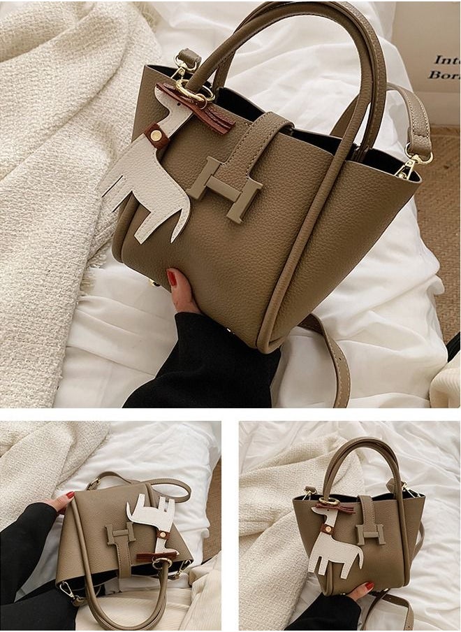 Generic Small Vintage Leather Shoulder Tote Bag Crossbody Purse Crossover Bag Fashionable Handbags for Women with 2 Adjustable Straps  - Image 2