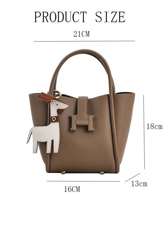 Generic Small Vintage Leather Shoulder Tote Bag Crossbody Purse Crossover Bag Fashionable Handbags for Women with 2 Adjustable Straps  - Image 3