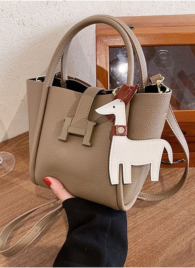 Generic Small Vintage Leather Shoulder Tote Bag Crossbody Purse Crossover Bag Fashionable Handbags for Women with 2 Adjustable Straps  - Image 4