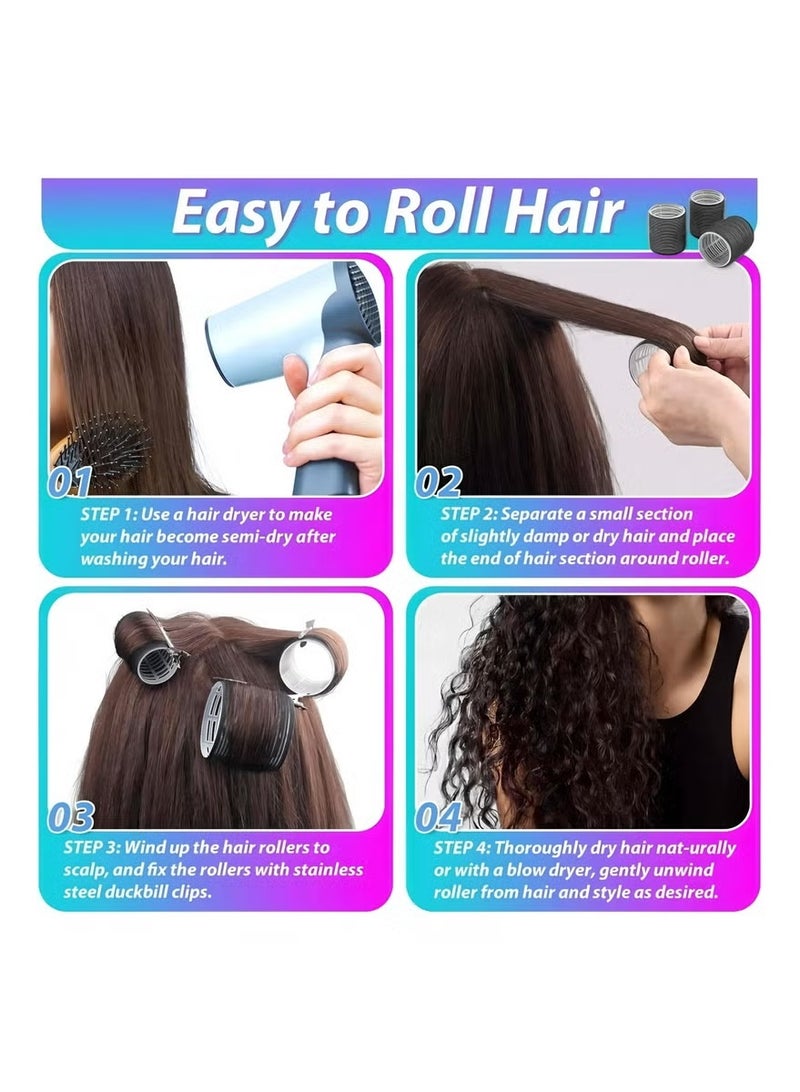 JUMEI Rollers Hair Curlers 50 Pcs Set with 24Pcs Hair Rollers 4 Sizes (6 Jumbo Rollers/6 Large Rollers/6 Medium Rollers/6 Small Rollers) / 1 comb and 24 Pcs Hair Clips for Long Medium Short Hai - Image 3