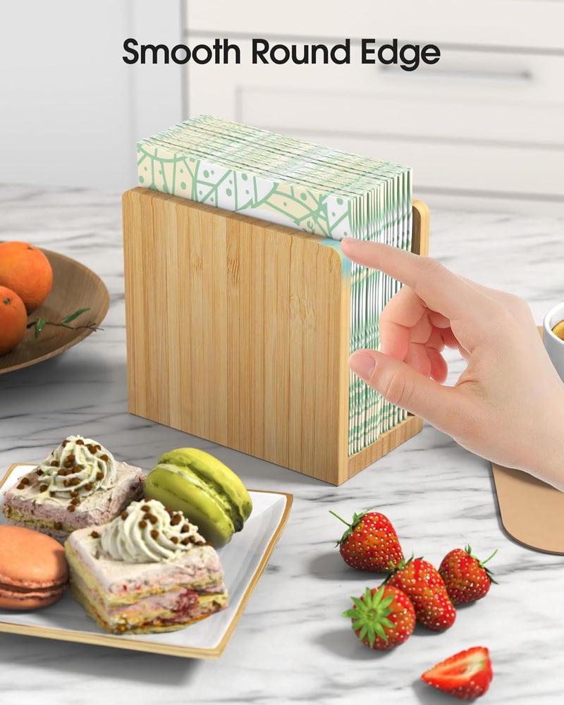 MaxGear Bamboo Napkin Holder for Tables, Wooden Freestanding Tabletop Tissue Dispenser for Kitchen, Dining Room, Party, Outdoor, Holds 5.5x5.5 or Larger Napkins for Home, Restaurant, Hotel, 1 Pack - Image 3