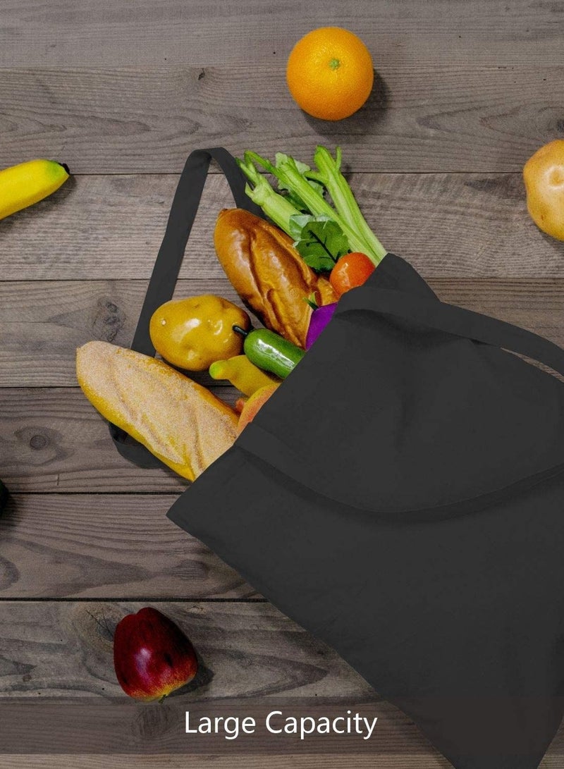 Amber Home Cotton Canvas Tote Bag Shopping Grocery Bag Reusable Large Cotton bag DIY & Craft Bag Size 42x38cm BLACK 10 Pcs - Image 4