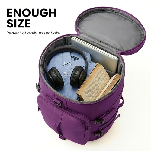 POPCUBE 2in1 Nylon 26cm Lightweight Waterproof Backpack Duffle Bag with Shoulder Straps, Small Rucksack Travel Bag for Men & Women with Wet Pocket & Shoe Compartment(45x26x26cm) (Purple) - Image 4