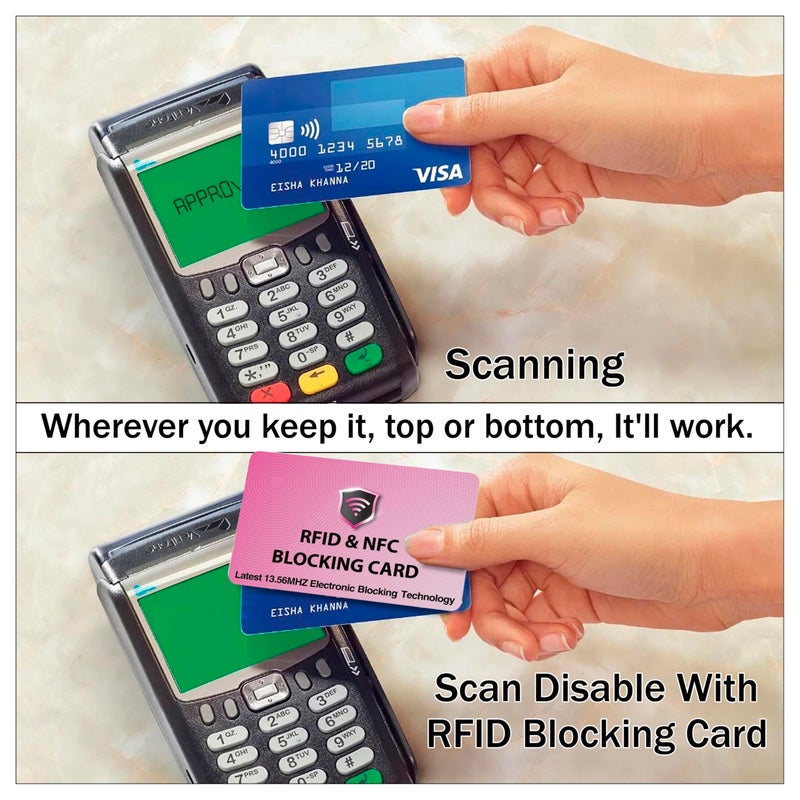 SaiTech IT 5 Pack RFID Blocking Cards Protect Your Entire Wallet, Purse, and Cards from NFC Contactless Theft Wallet for Men & Women - Pink - Image 4