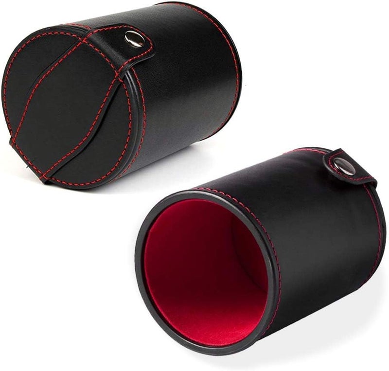 Aulufft PU Leather Dice Cup Set with 5 Standard Dices for Yahtzee Farkle Backgammon Bar Party Craps Game - Red Felt Lined, 1 Pack - Image 4