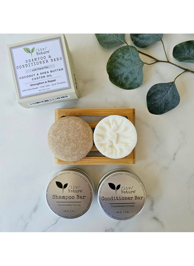 /liv/ Nature Shampoo Bar And Conditioner Set With Travel Case | Strengthen And Repair Dry Hair | Coconut, Castor Oil, Shea Butter | Made In Usa | 2-Pk  - Image 2