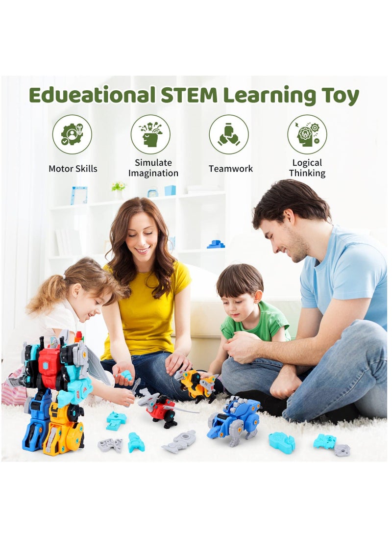 Dinosaur Toys For Kids 3-5, Stem Transformer Toys 4 In 1 Take Apart Robot Toys With Electric Drill, Building Toys for boys 4-6 5 Year Old Boy Birthday Gift Ideas 6 Year Gifts  - Image 5
