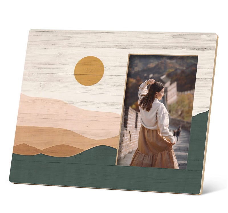 SRADMO Boho Abstract Sun Sunrise Sunset Mountains Picture Frame FramesBohemia Nature Landscape 108 inch Tabletop Photo Frame for Boho LoversGifts for Women Girls Boho Lovers