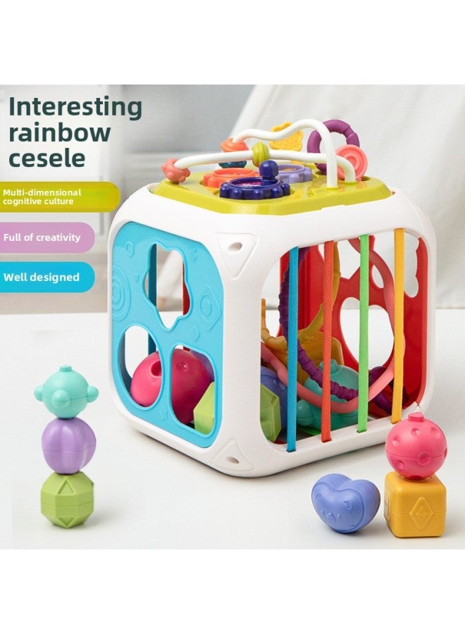 Baby Rainbow Sai Sai Le Lala Le Fun Beads Stitching Stacked Le Building Blocks Infant Educational Toys-Colour:7-in-1 Rainbow Cesele [chinese Color Box] - Image 2