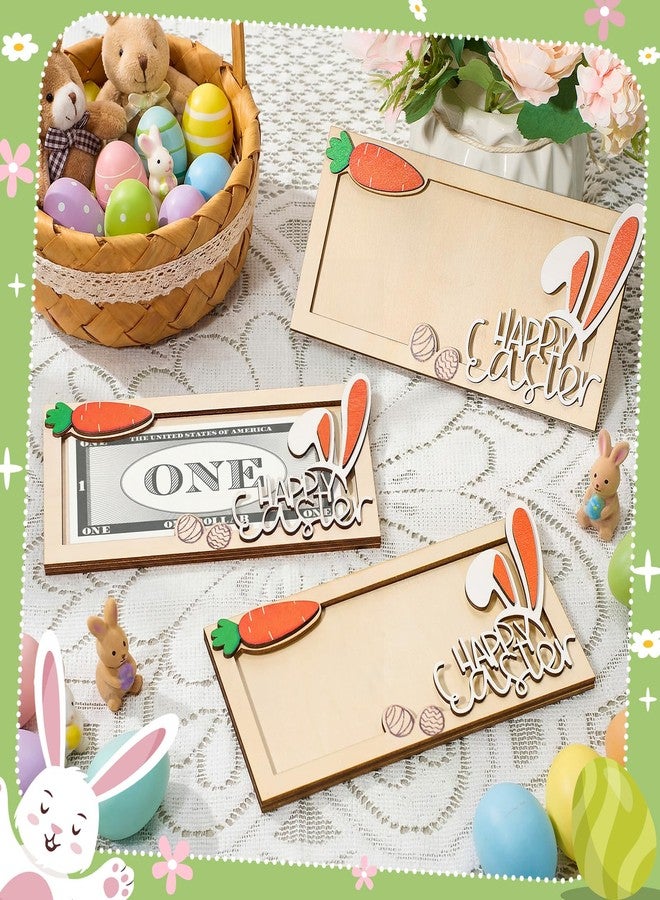 Kathfly 6 Pcs 6 Pcs Easter Bunny Money Holder for Cash Gift Cute Wooden Bunny Card Holders Bulk Gift Box Spring Easter Basket Fillers Decor (Wooden) - Image 5