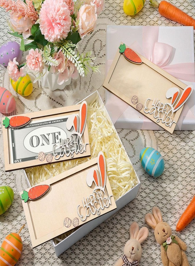 Kathfly 6 Pcs 6 Pcs Easter Bunny Money Holder for Cash Gift Cute Wooden Bunny Card Holders Bulk Gift Box Spring Easter Basket Fillers Decor (Wooden) - Image 4