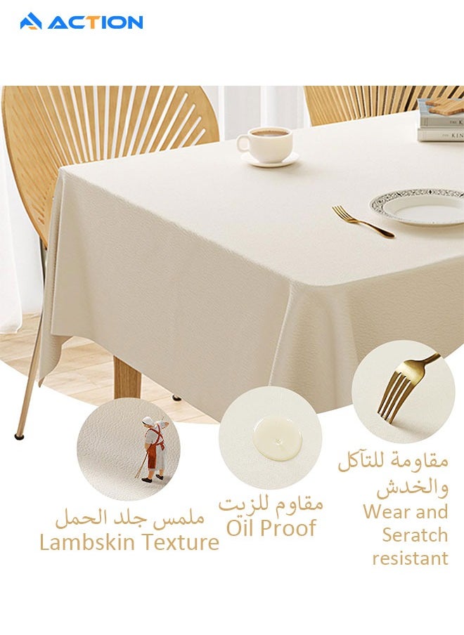 ACTION Tablecloth 140*200CM Lambskin Texture Waterproof Tablecloth Wrinkle Resistant Tablecloths Soft Leather Tablecloths  - Image 2