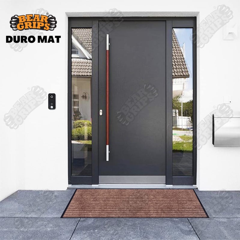 BEAR GRIPS Duro 7 Striped DoubleColored Door Home and Office mat AntiSlip PVC Backing for dust Removal wearResistant Main Door and Kitchen Rug 6mm Thick Color Coffee Black Size 45X90 cm - Image 4