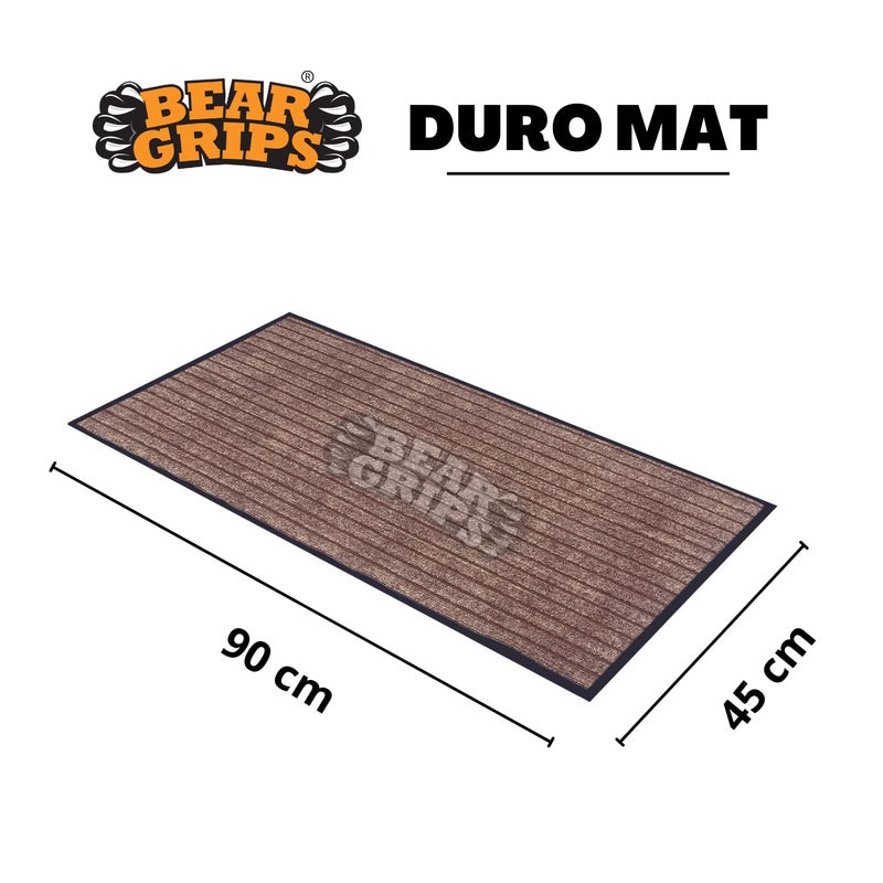 BEAR GRIPS Duro 7 Striped DoubleColored Door Home and Office mat AntiSlip PVC Backing for dust Removal wearResistant Main Door and Kitchen Rug 6mm Thick Color Coffee Black Size 45X90 cm - Image 2