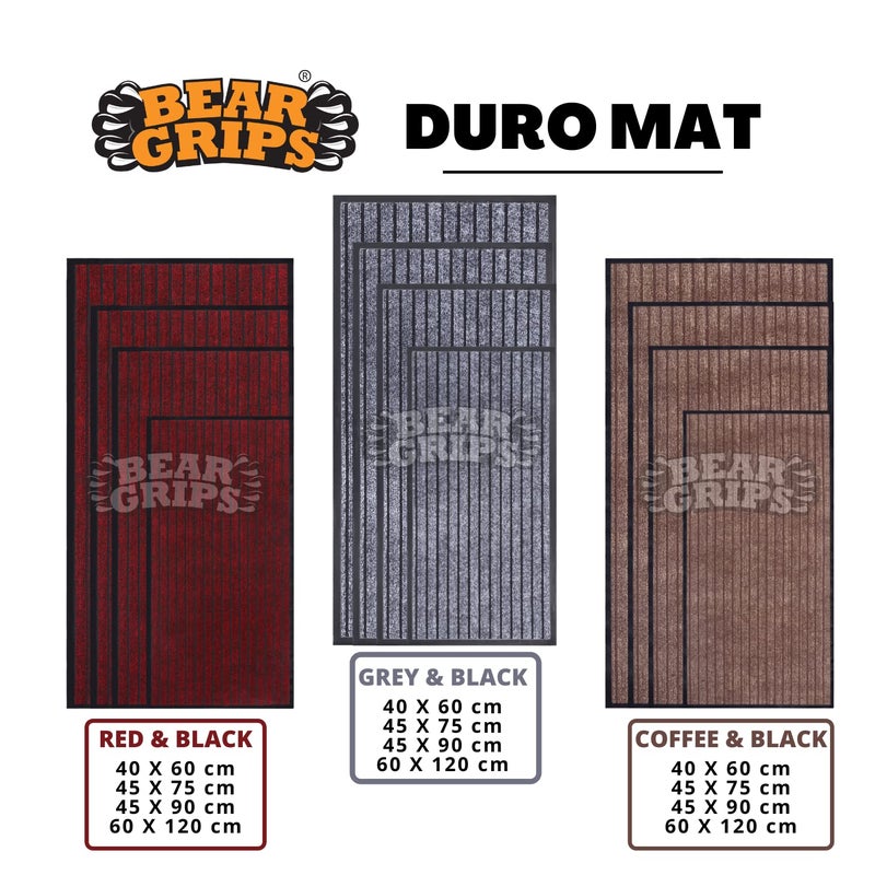 BEAR GRIPS Duro 7 Striped DoubleColored Door Home and Office mat AntiSlip PVC Backing for dust Removal wearResistant Main Door and Kitchen Rug 6mm Thick Color Coffee Black Size 45X90 cm - Image 5
