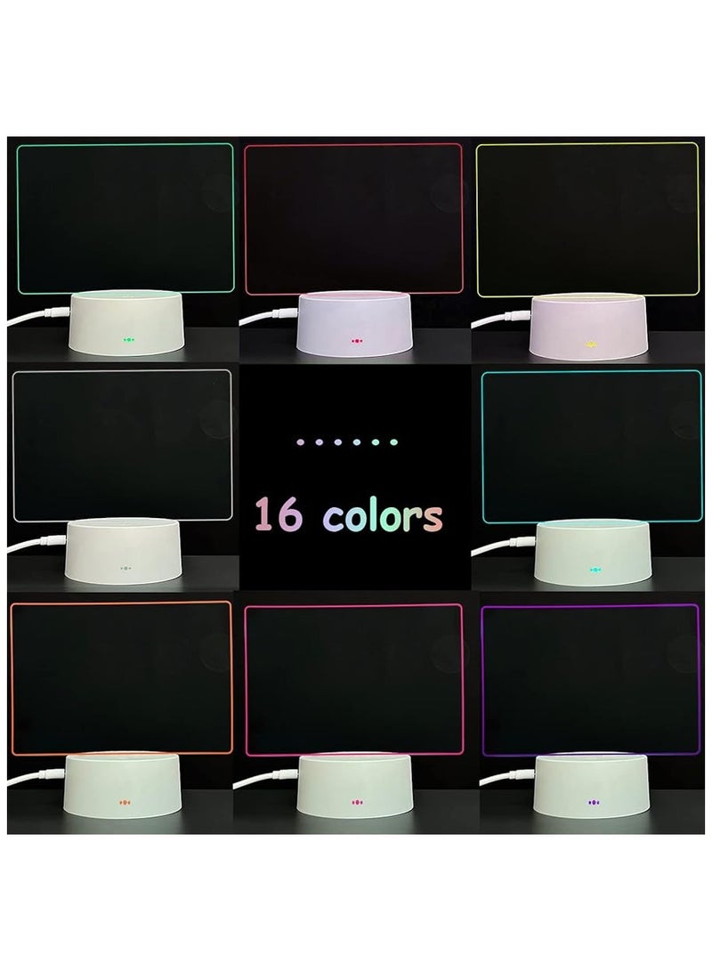 Yalla Pick Dry Erase Acrylic Board with Light, DIY Memo Board with Remote Control, 16 Colors LED Message Board, Clear Desktop Night Light Rewritable for Room Decor - Image 3