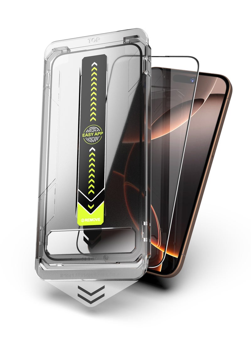 Screen Protector iPhone 16 Pro Clear, Easy Installation High Quality, 9H Hardness, A++ Grade Protect your phone screen with top-tier quality using a clear, custom-fit tempered glass protector. It features ultra-precise, effortless installation with a smart alignment frame, ensuring a perfect, bubble-free fit in one touch. Crafted from premium Asahi Japanese tempered glass, rated 9H for maximum scratch resistance, and certified A++ for durability and clarity. Supports full touch sensitivity, fingerprint resistance, and ultra-clear transparency — with a stylish black edge.