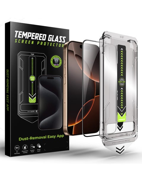 Screen Protector iPhone 16 Pro Clear, Easy Installation High Quality, 9H Hardness, A++ Grade Protect your phone screen with top-tier quality using a clear, custom-fit tempered glass protector. It features ultra-precise, effortless installation with a smart alignment frame, ensuring a perfect, bubble-free fit in one touch. Crafted from premium Asahi Japanese tempered glass, rated 9H for maximum scratch resistance, and certified A++ for durability and clarity. Supports full touch sensitivity, fingerprint resistance, and ultra-clear transparency — with a stylish black edge.