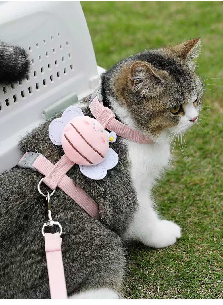 Pet supplies cute little bee cat leash anti-breaking free I-shaped adjustable chest and back walking cat puppy leash, anti-escape adjustable cat lead and leash cover, soft adjustable pet seat belt vest, I-shaped adjustable cat vest - Image 3