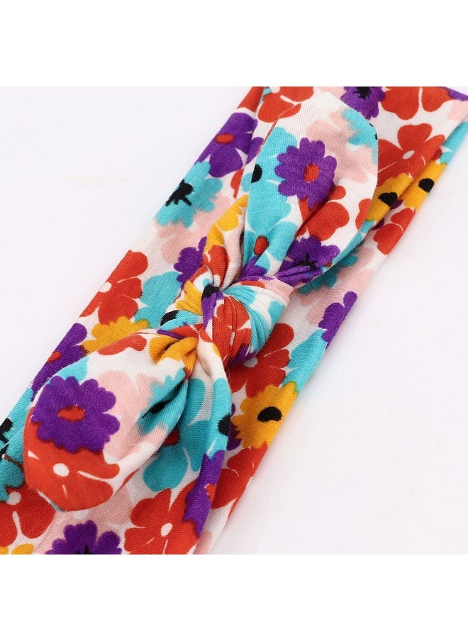 DRESHOW DRESHOW Boho Bow Headbands for Women Vintage Flower Printed Yoga Hairband Elastic Rabbit Ear Head Wrap 6 Pack  - Image 4