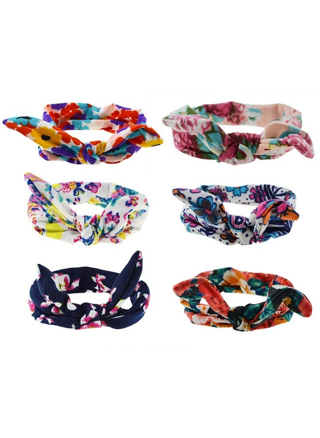 DRESHOW DRESHOW Boho Bow Headbands for Women Vintage Flower Printed Yoga Hairband Elastic Rabbit Ear Head Wrap 6 Pack  - Image 2