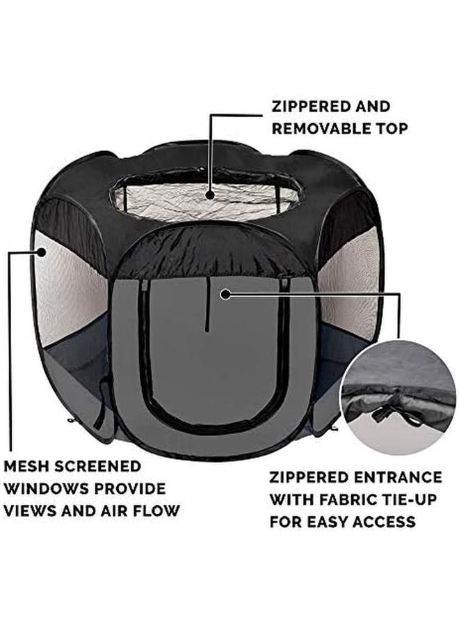 بيت الحيوانات الأليفة للكلاب والقطط، قفص لعب منبثق داخلي وخارجي وقلم للتمرين، خيمة للكلاب، ملعب للجرو، رمادي كبير جدًا - Image 4