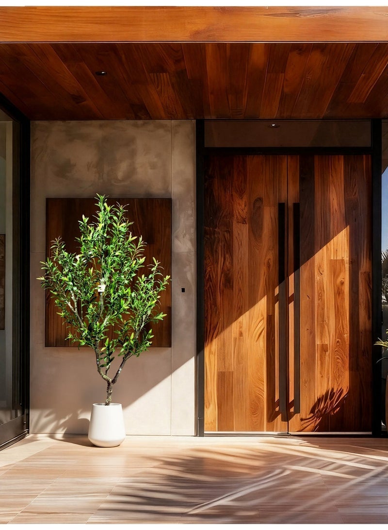 Artificial Olive Tree (190 cm) with Minimalist White Planter – Clean, Modern Style for Bright Interiors - Image 2